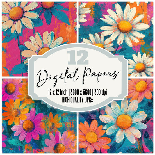 Daisy Spiral Neon Digital Paper Pack (DDD001385)