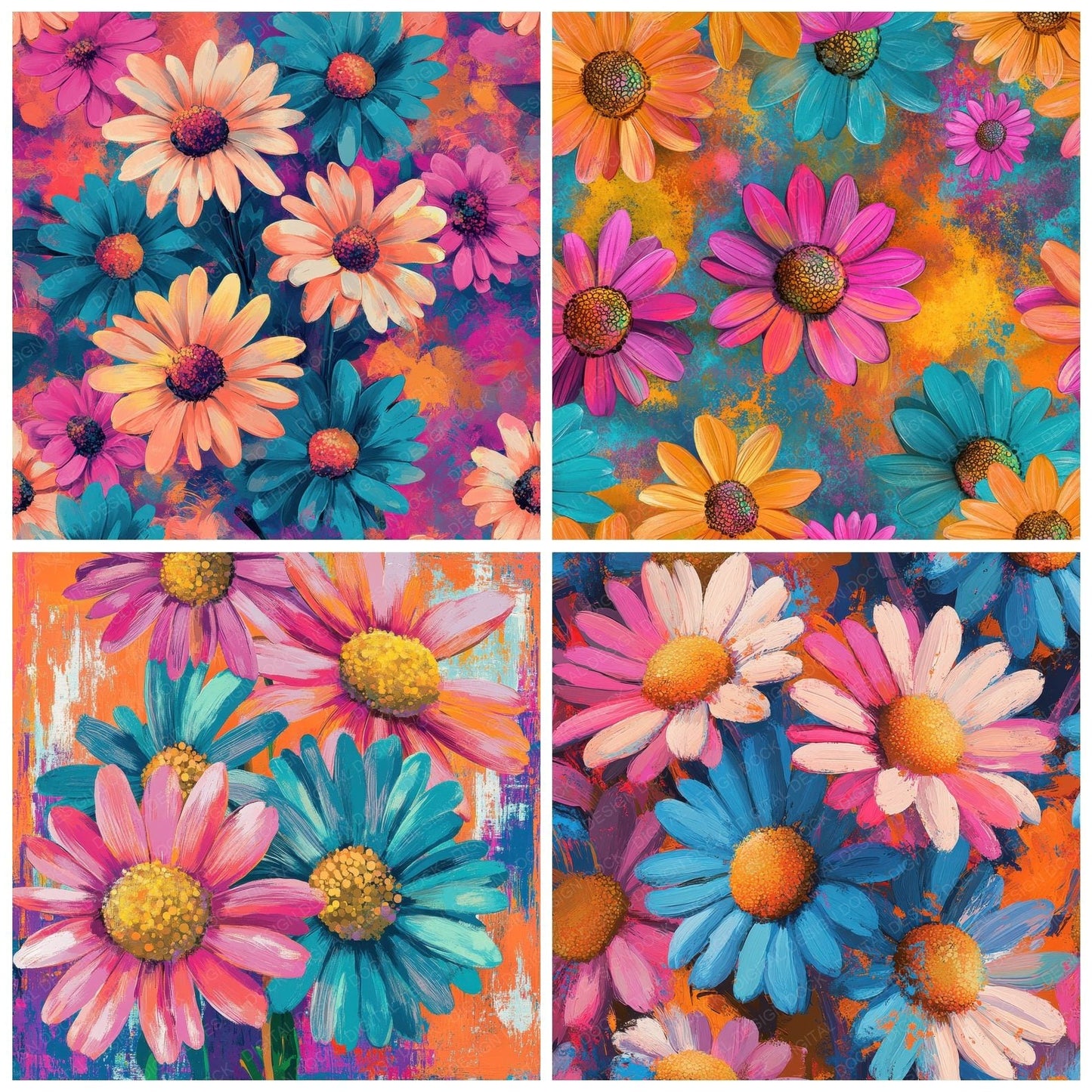 Daisy Spiral Neon Digital Paper Pack (DDD001385)