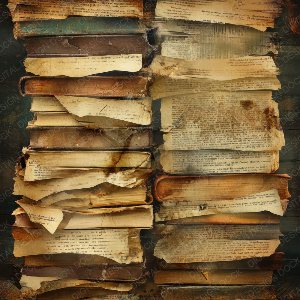 Damaged Book Pages Background Digital Paper Pack (DDD001387)
