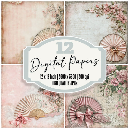 Dance Card Floral Trim Digital Paper Pack (DDD001393)