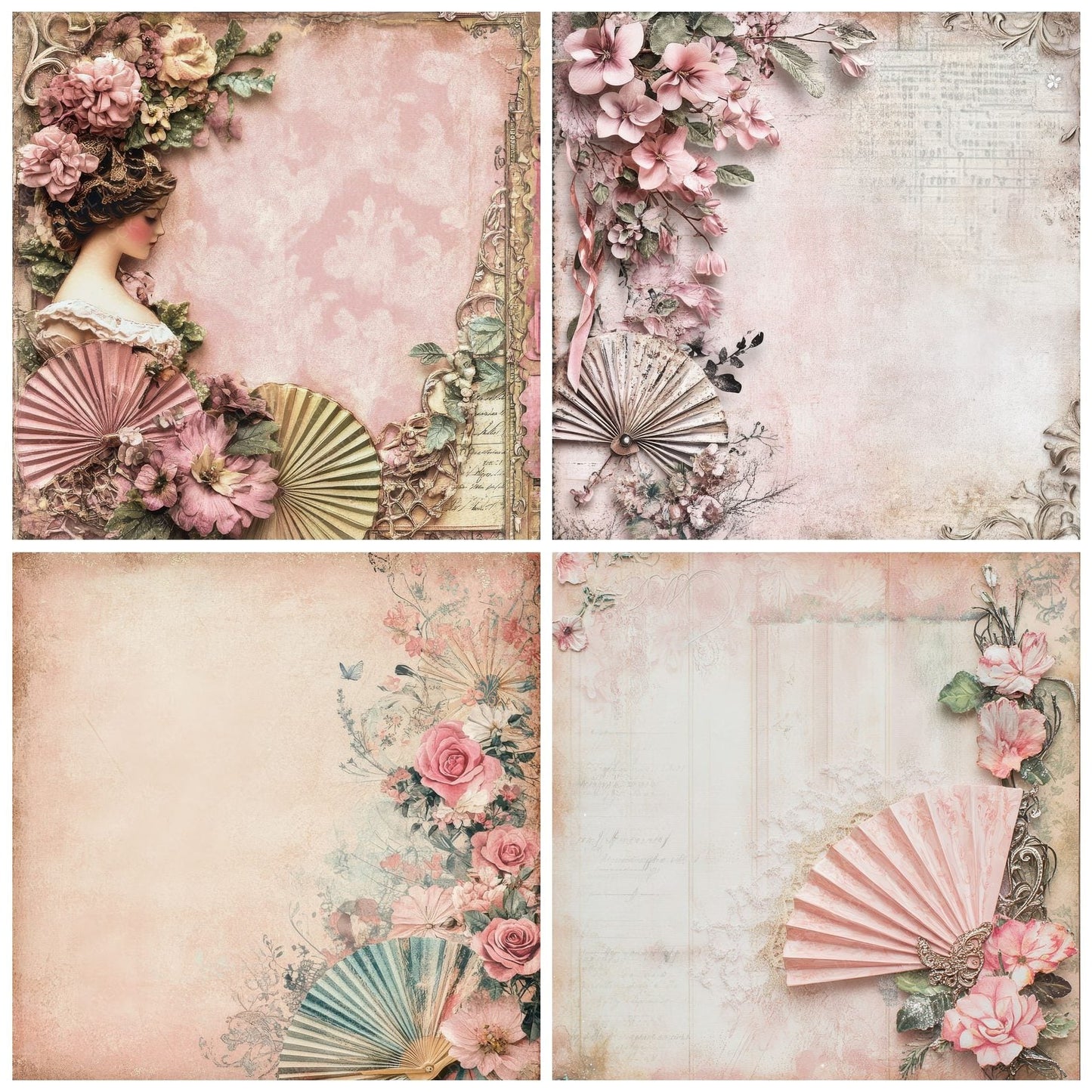 Dance Card Floral Trim Digital Paper Pack (DDD001393)