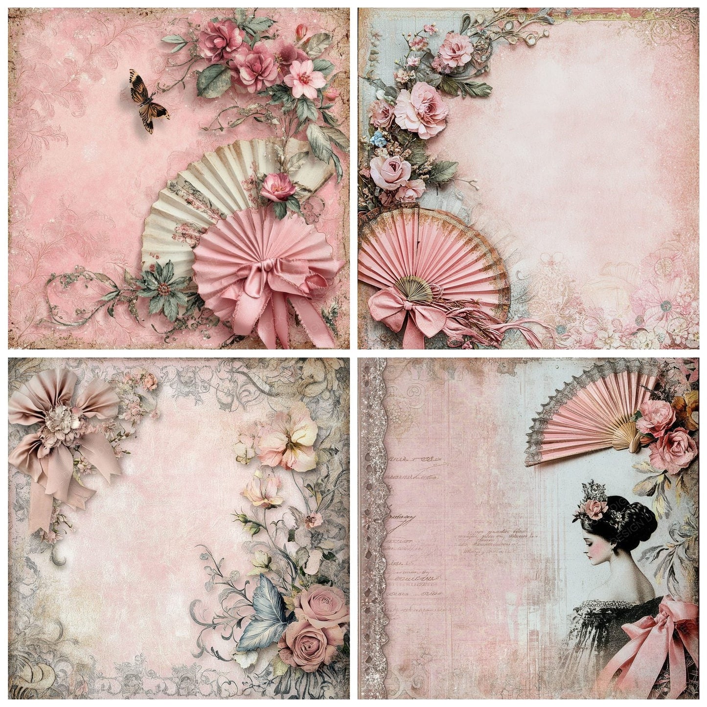 Dance Card Floral Trim Digital Paper Pack (DDD001393)