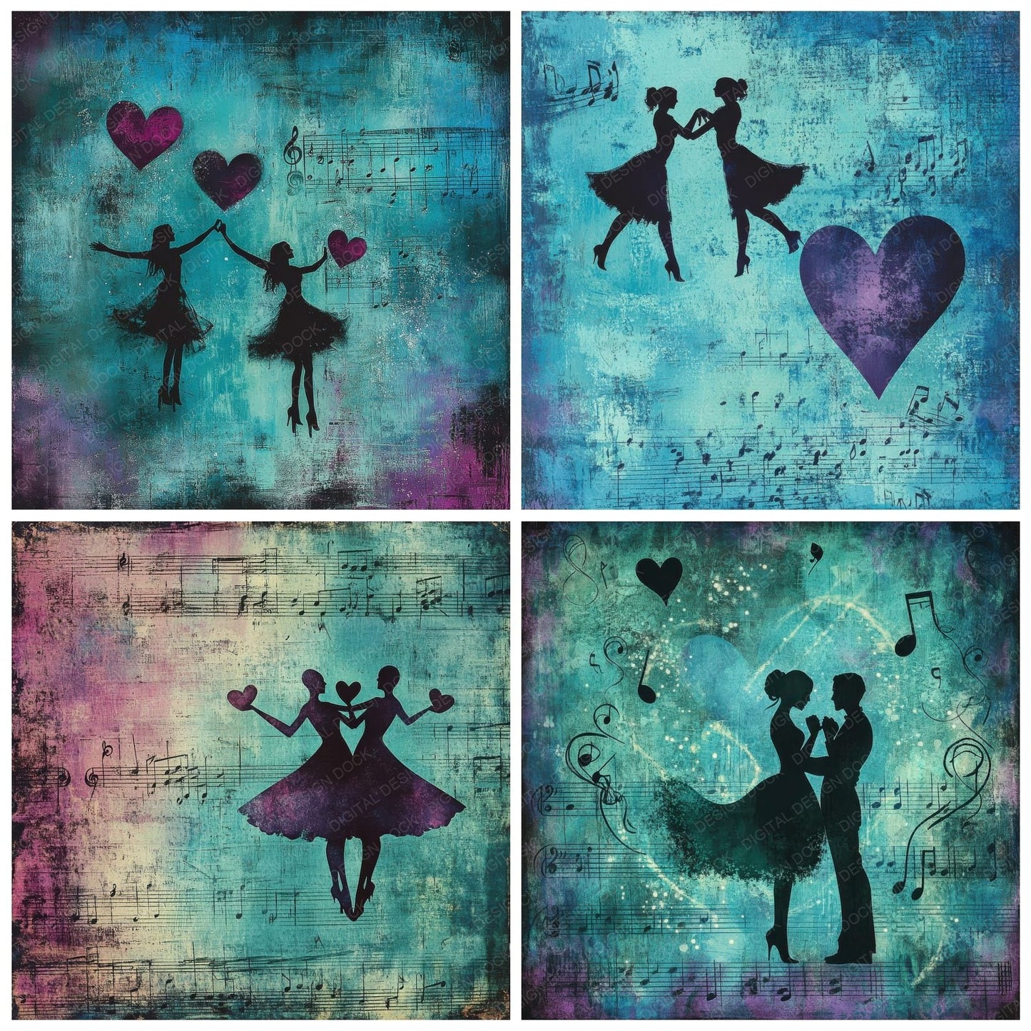 Dance Heart Rhythm Digital Paper Pack (DDD001394)