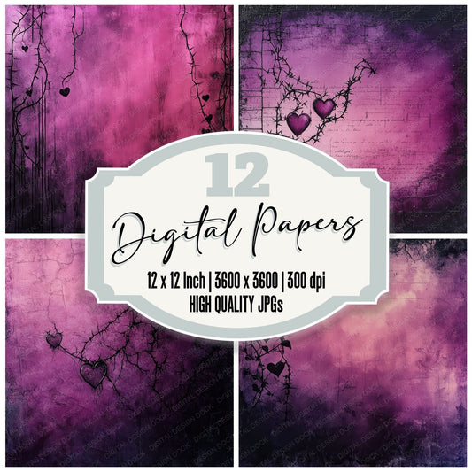 Dark Barbed Heart Digital Paper Pack (DDD001397)