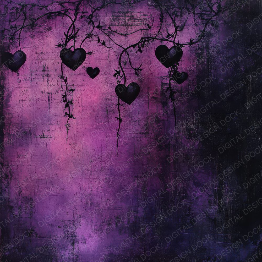 Dark Barbed Heart Digital Paper Pack (DDD001397)
