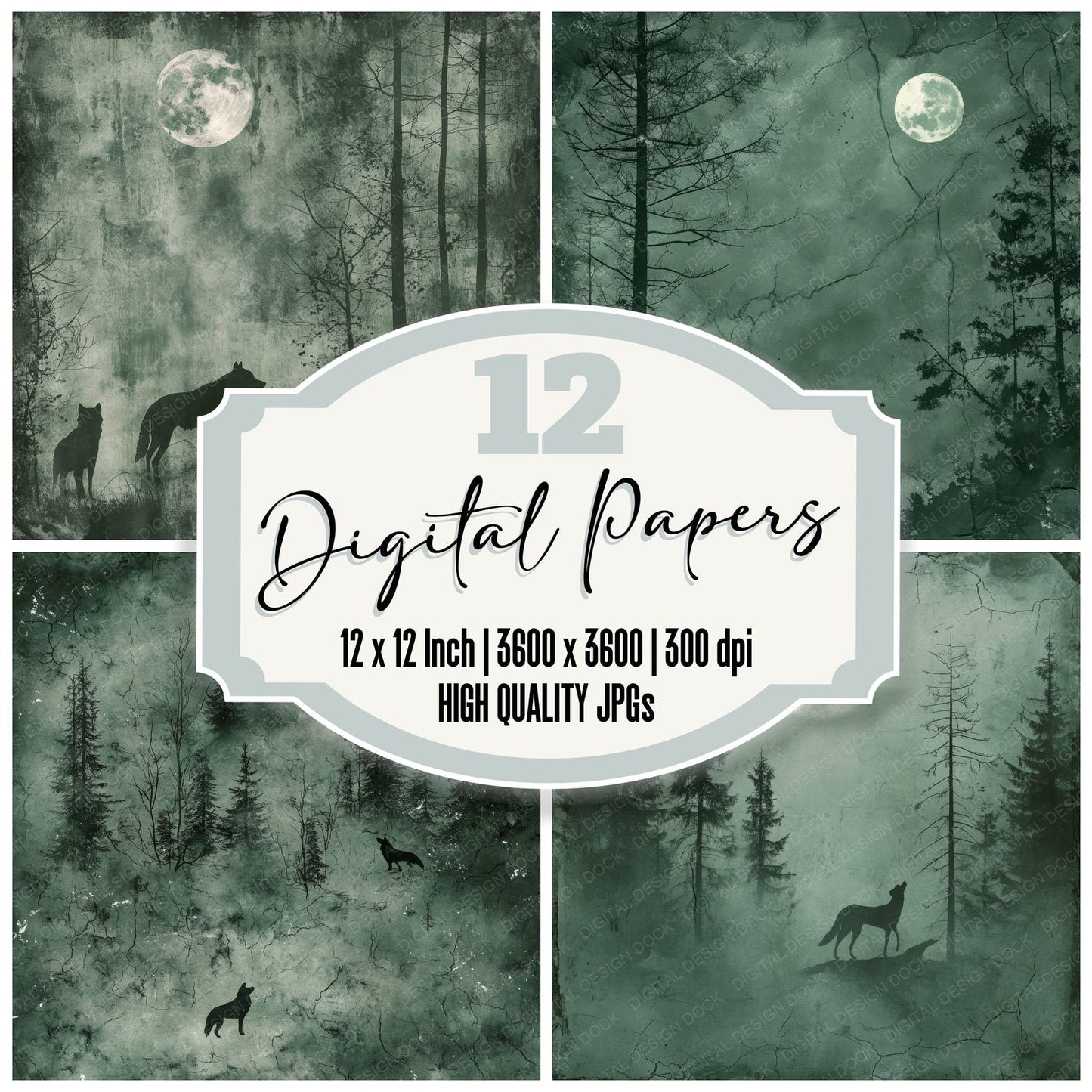 Dark Green Forest Digital Paper Pack (DDD001399)