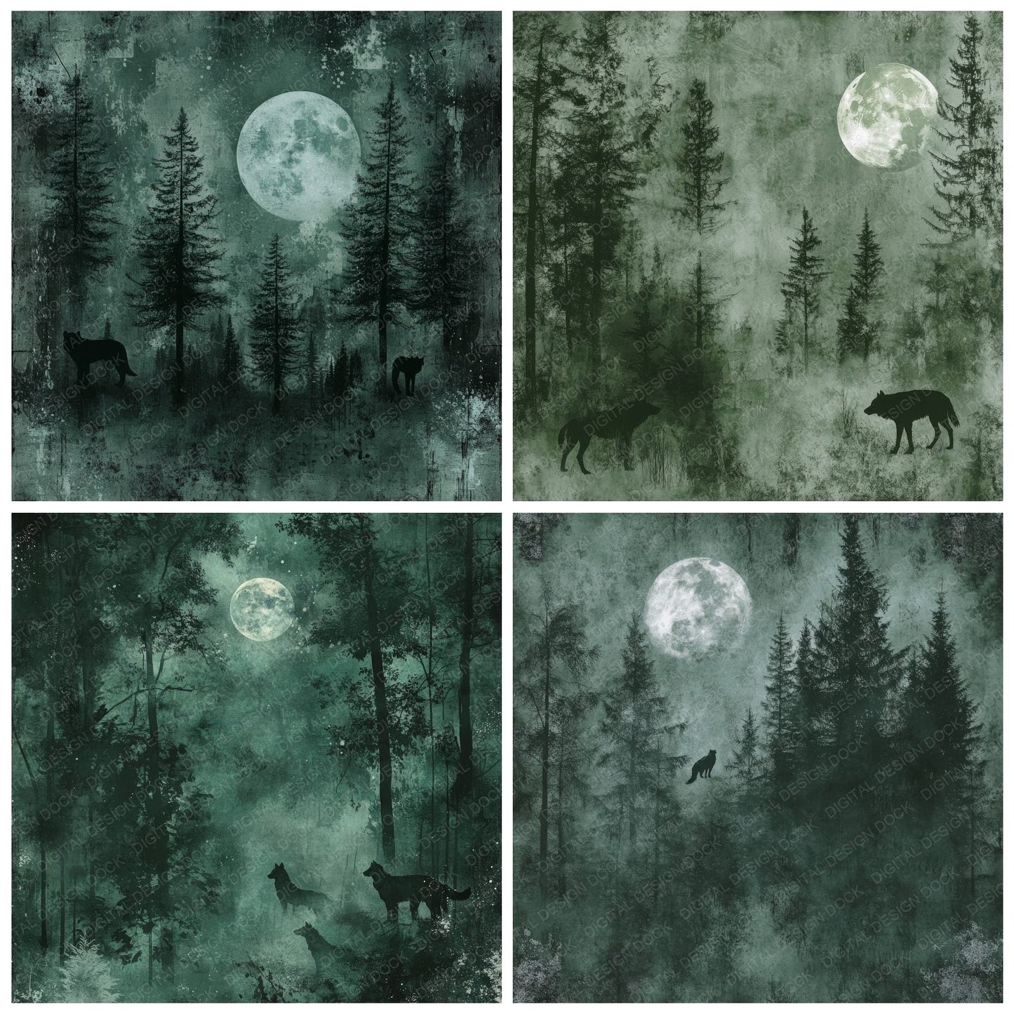 Dark Green Forest Digital Paper Pack (DDD001399)