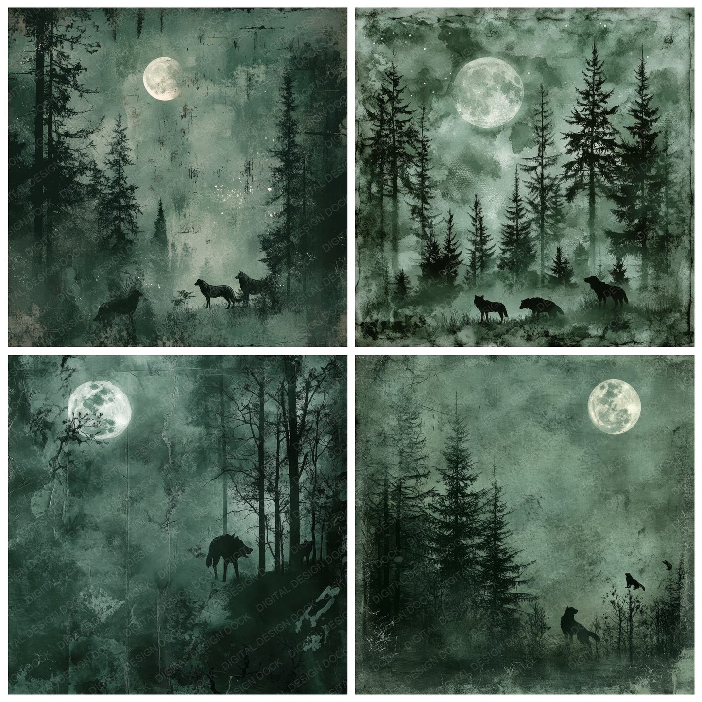 Dark Green Forest Digital Paper Pack (DDD001399)