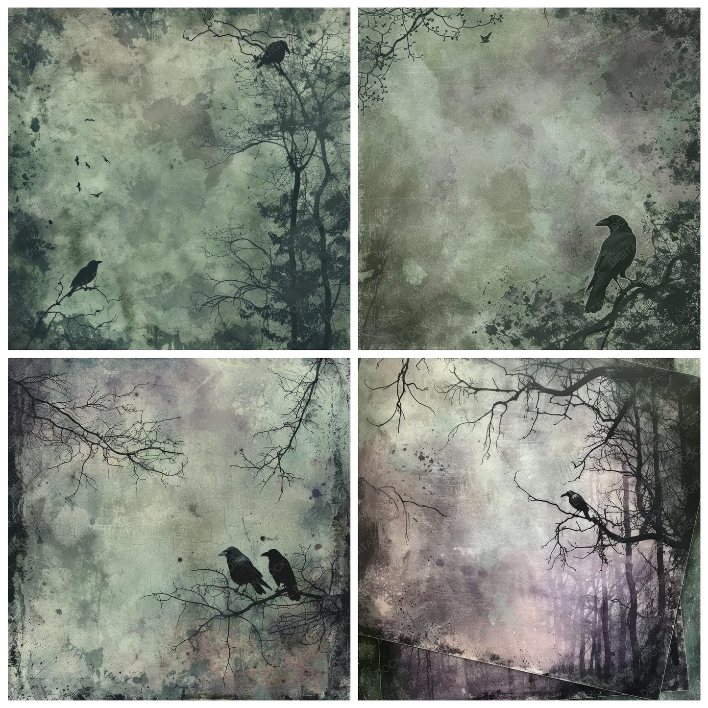 Dark Moody Misty Forest Digital Paper Pack (DDD001403)