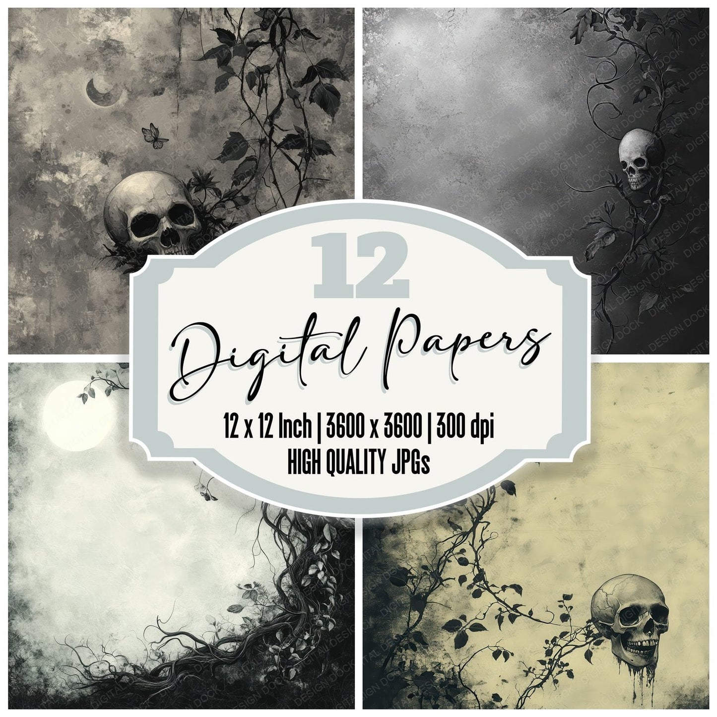 Death Vine Skull Moon Digital Paper Pack (DDD001410)
