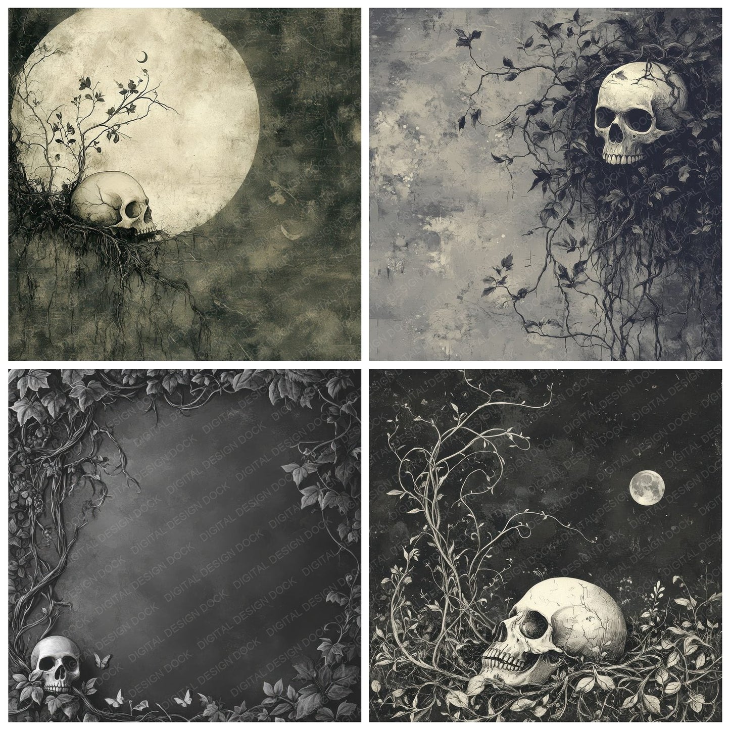 Death Vine Skull Moon Digital Paper Pack (DDD001410)