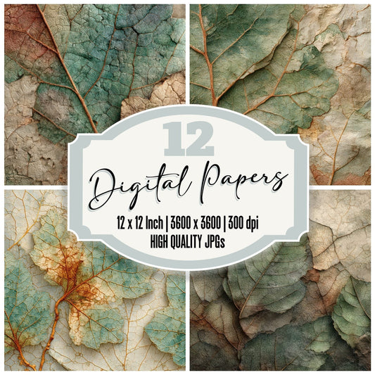 Decay Leaf Vein Fractal Digital Paper Pack (DDD001411)