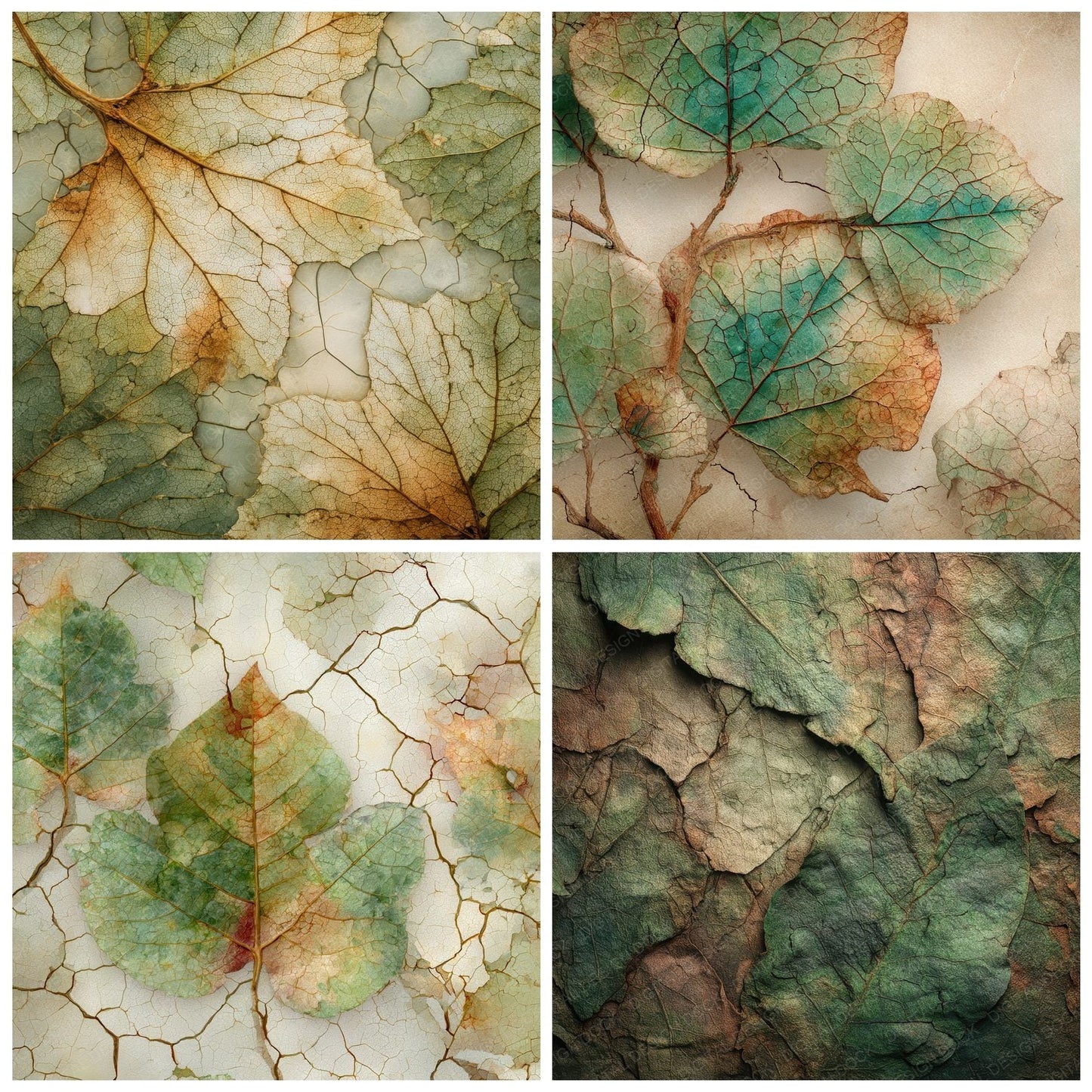 Decay Leaf Vein Fractal Digital Paper Pack (DDD001411)