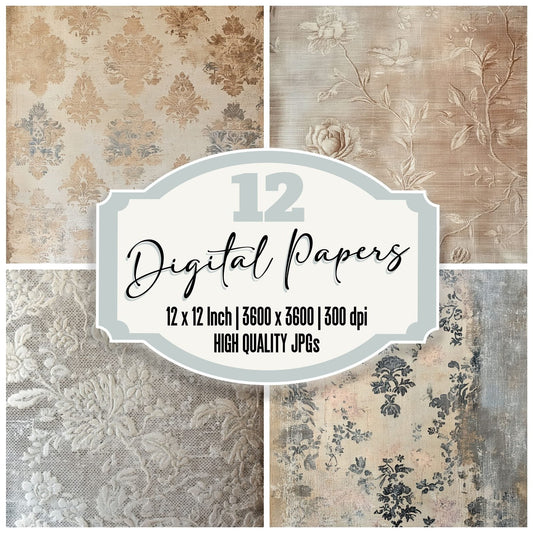 Decayed Victorian Brocade Background Digital Paper Pack (DDD001414)