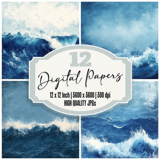 Deep Blue Wave Foam Digital Paper Pack (DDD001417)