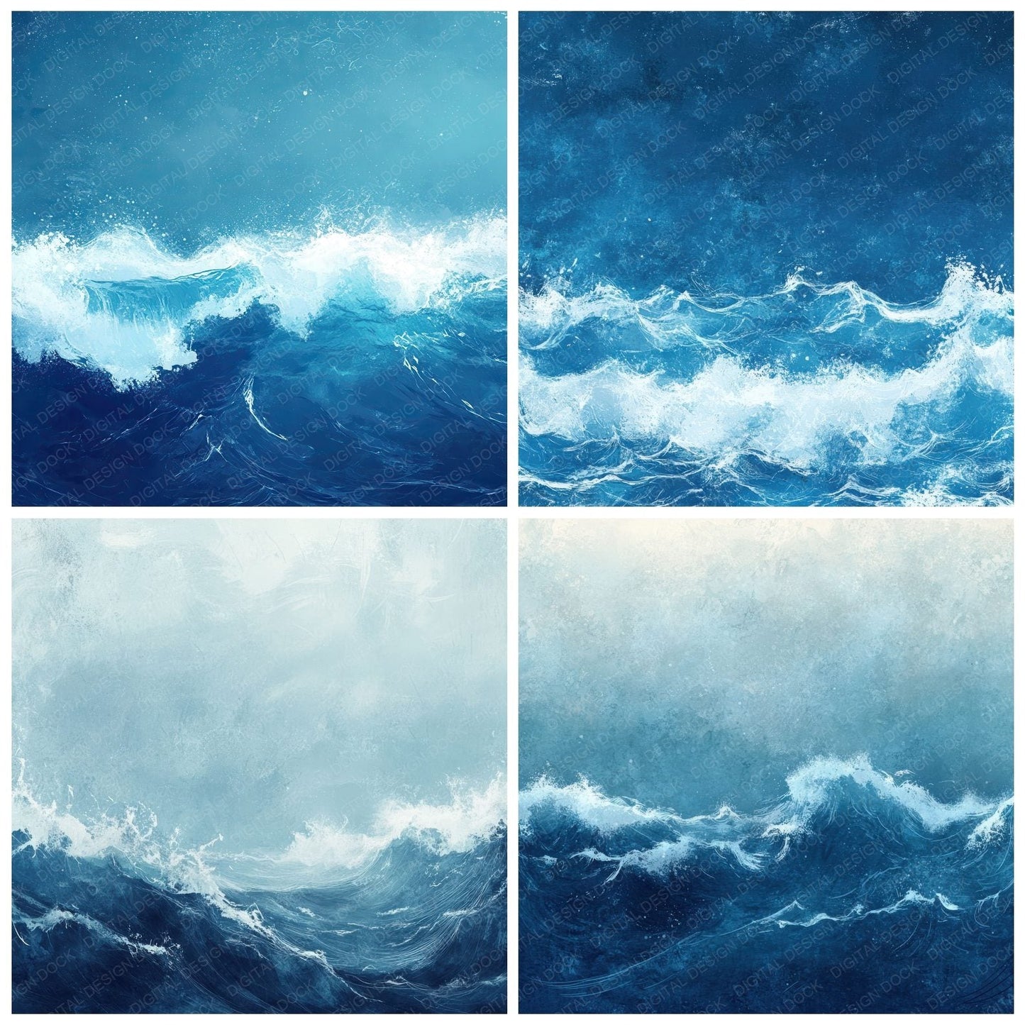 Deep Blue Wave Foam Digital Paper Pack (DDD001417)