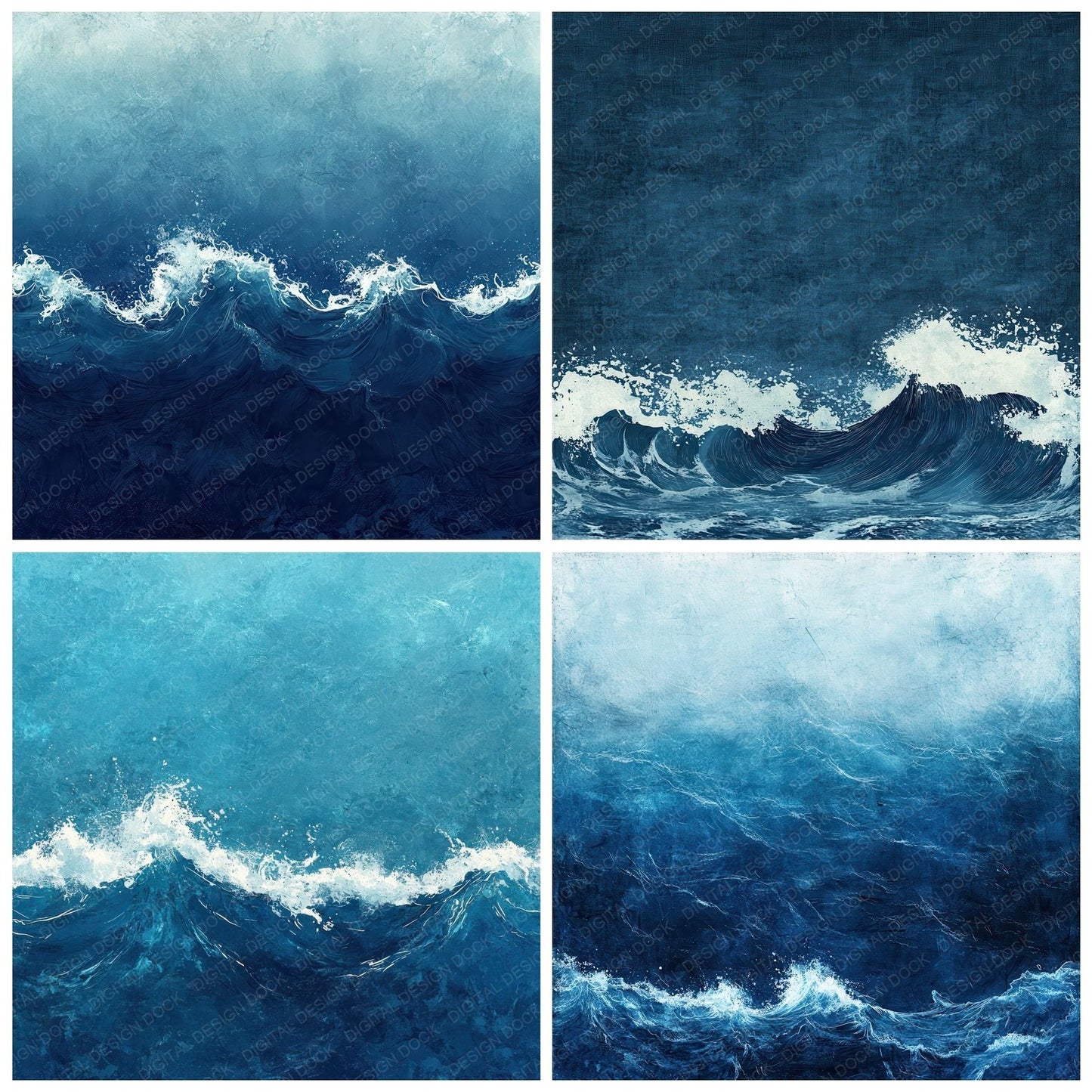 Deep Blue Wave Foam Digital Paper Pack (DDD001417)
