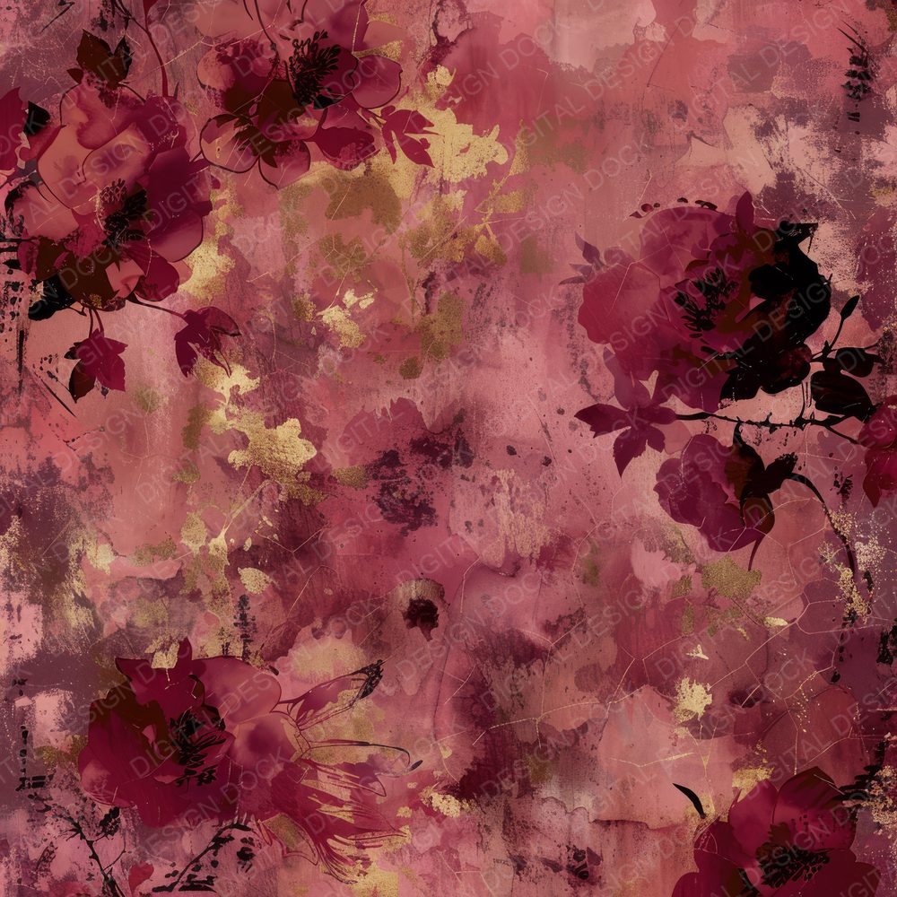 Deep Burgundy Floral Digital Paper Pack (DDD001418)