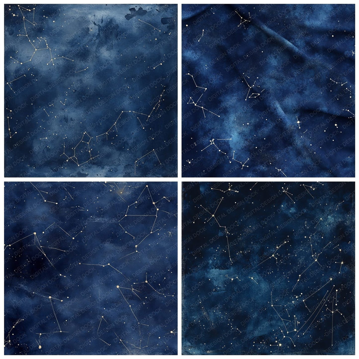 Deep Indigo Zodiac Constellations Digital Paper Pack (DDD001423)