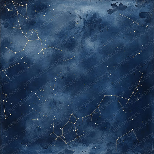 Deep Indigo Zodiac Constellations Digital Paper Pack (DDD001423)
