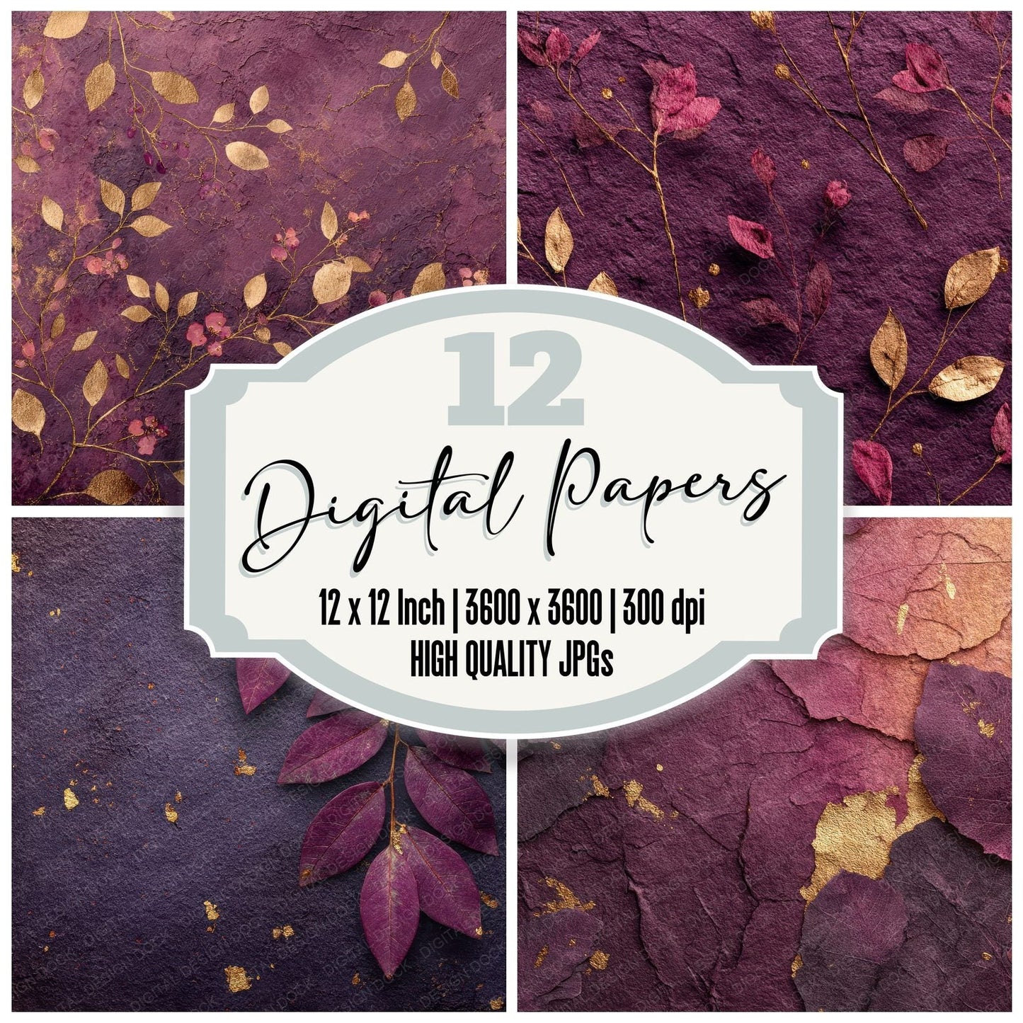 Deep Plum Dust Pressed Digital Paper Pack (DDD001426)