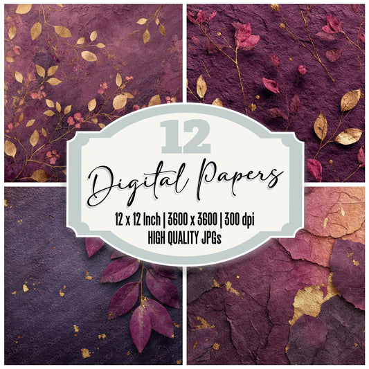 Deep Plum Dust Pressed Digital Paper Pack (DDD001426)