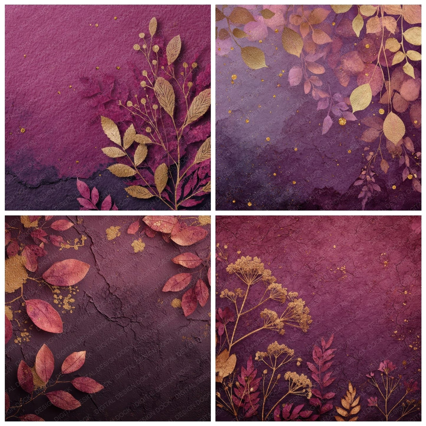 Deep Plum Dust Pressed Digital Paper Pack (DDD001426)