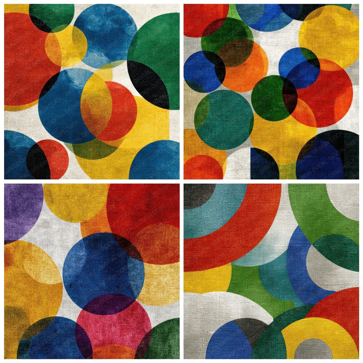 Delaunay Circle Rhythm Linen Pop Digital Paper Pack (DDD001432)