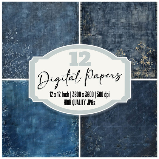 Denim Floral Texture Digital Paper Pack (DDD001436)