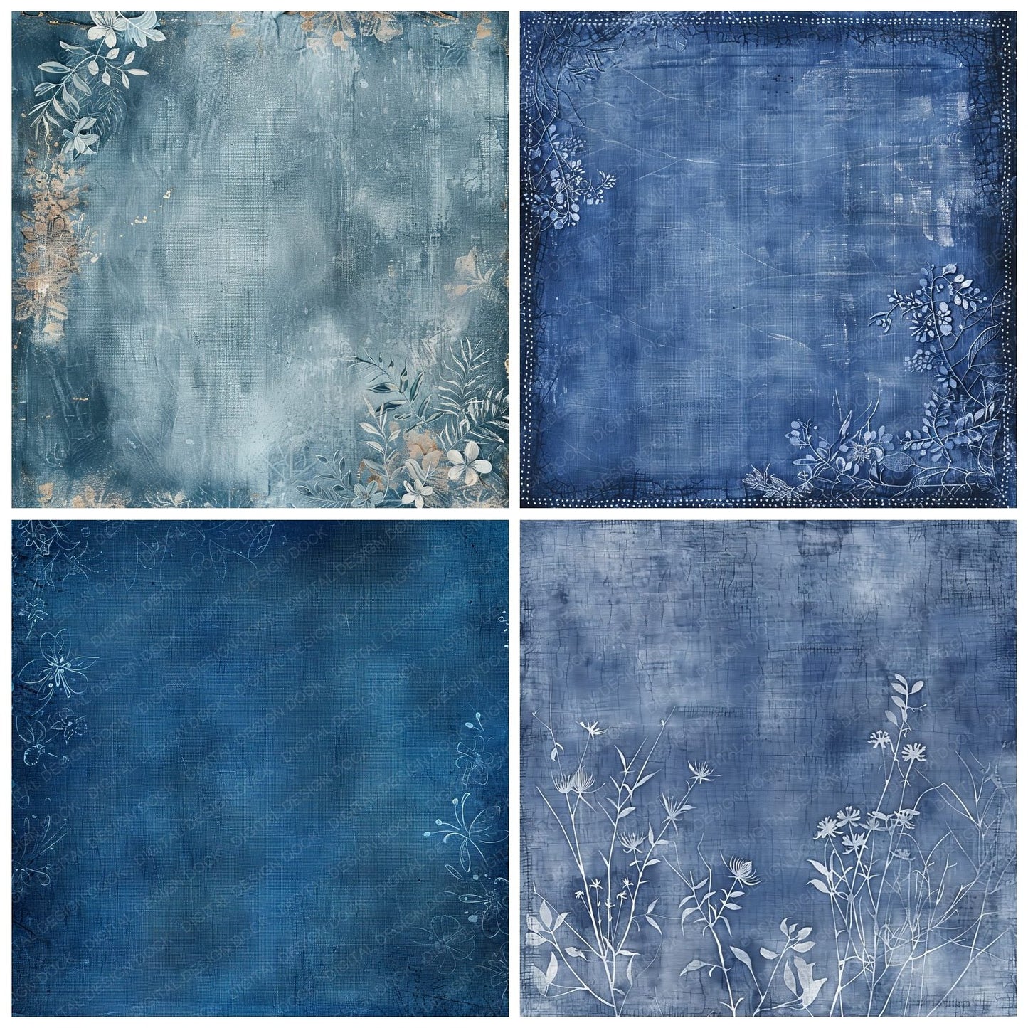 Denim Floral Texture Digital Paper Pack (DDD001436)