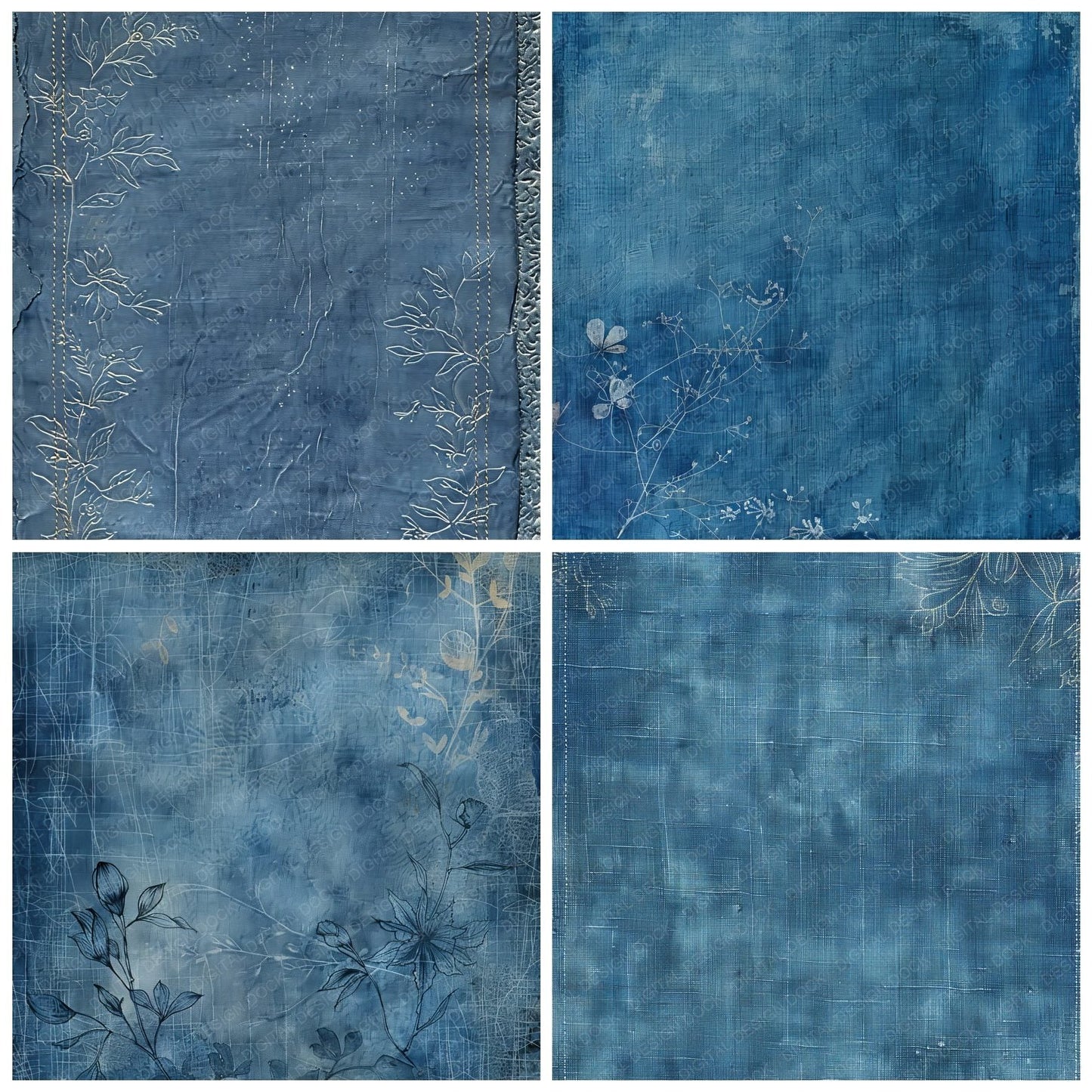 Denim Floral Texture Digital Paper Pack (DDD001436)
