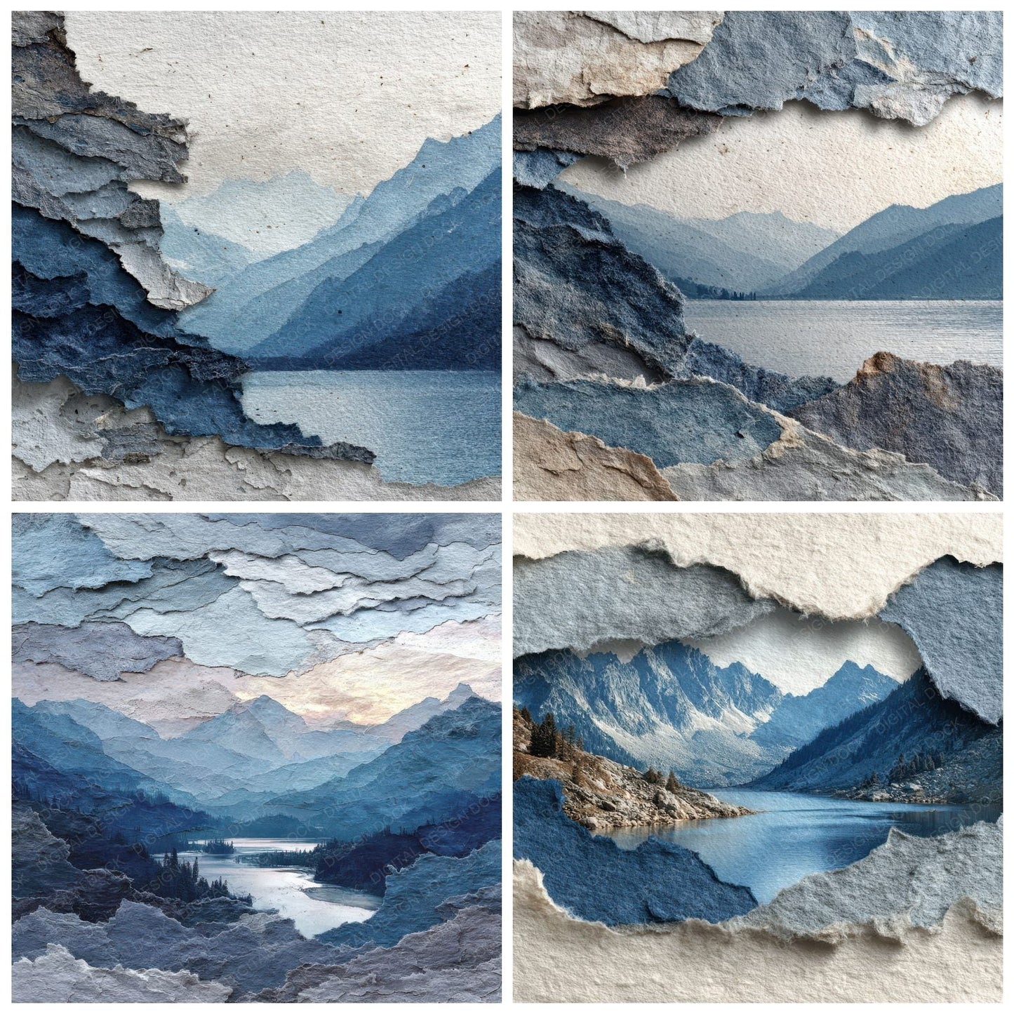 Denim Lake Scene Digital Paper Pack (DDD001439)
