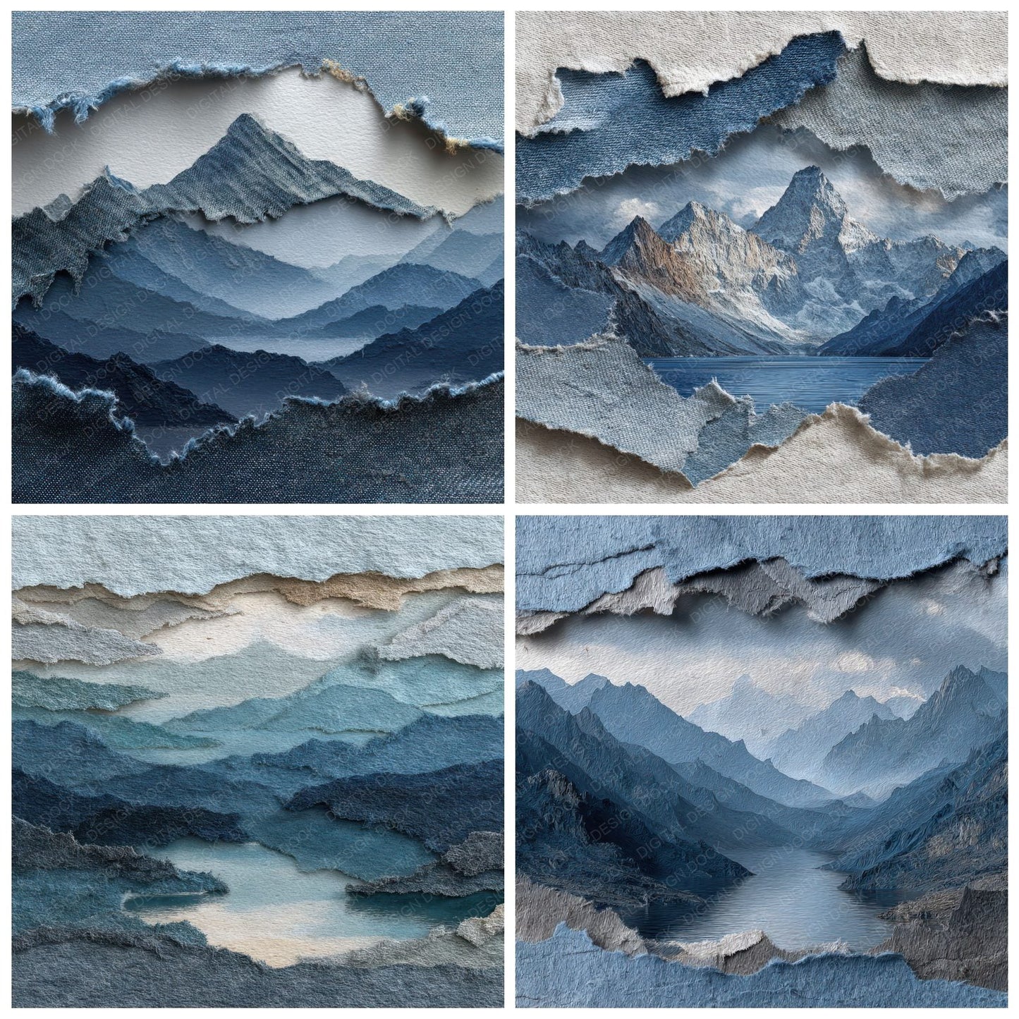 Denim Lake Scene Digital Paper Pack (DDD001439)