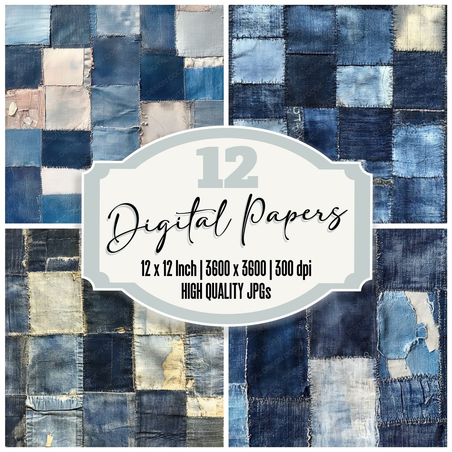 Denim Patch Stitch Digital Paper Pack (DDD001440)