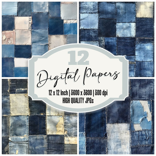 Denim Patch Stitch Digital Paper Pack (DDD001440)