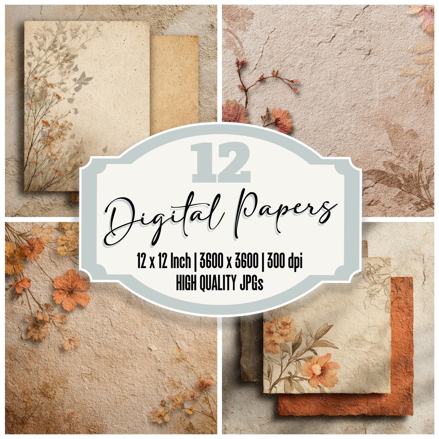 Desert Bloom Sand Dust Flora Digital Paper Pack (DDD001445)