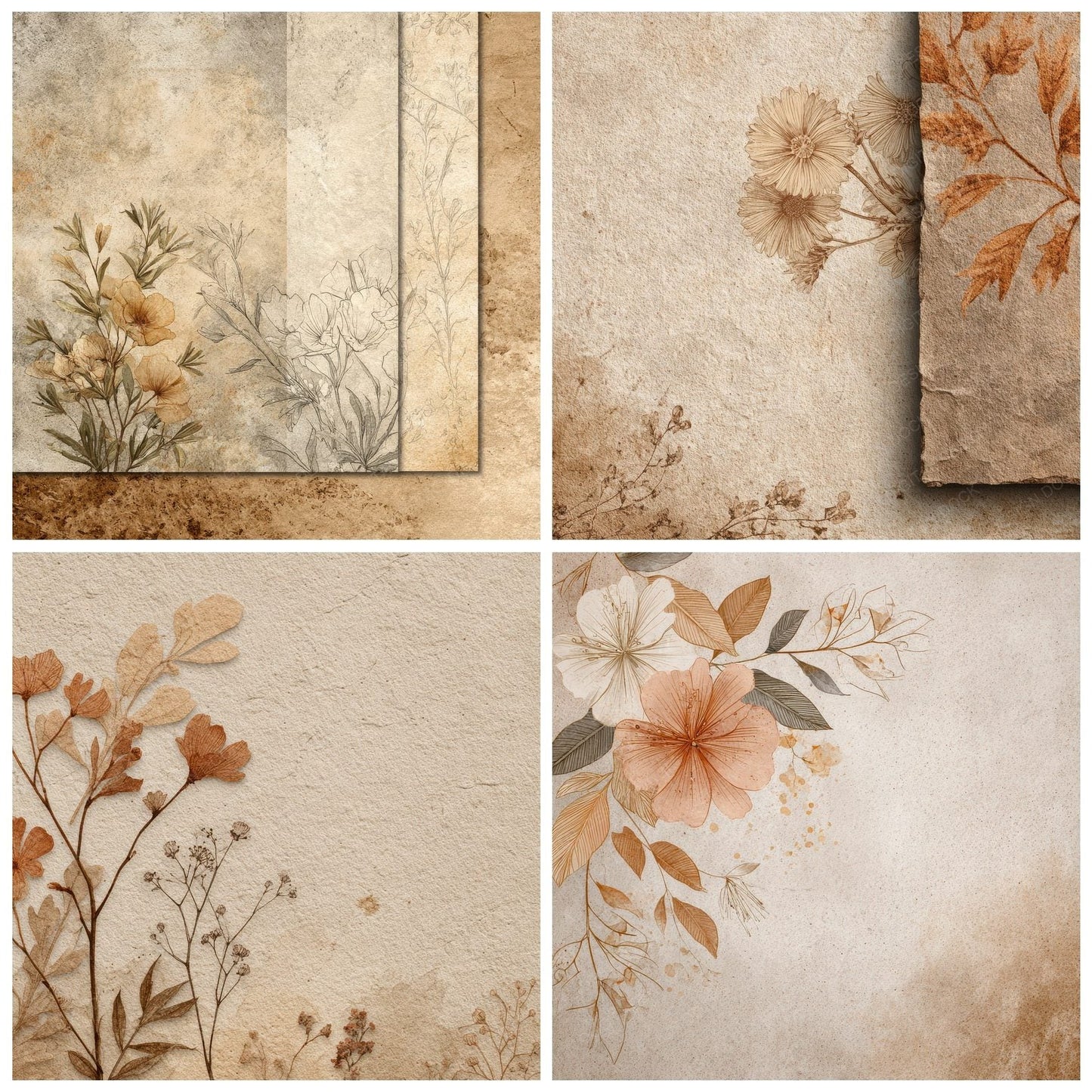 Desert Bloom Sand Dust Flora Digital Paper Pack (DDD001445)