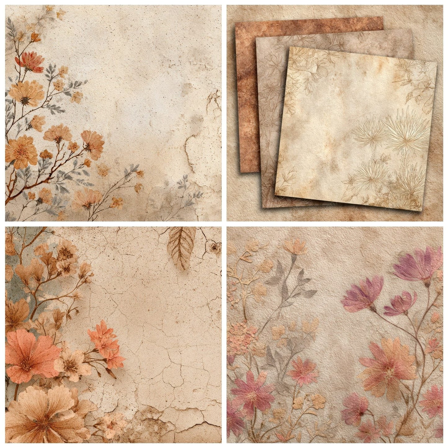 Desert Bloom Sand Dust Flora Digital Paper Pack (DDD001445)