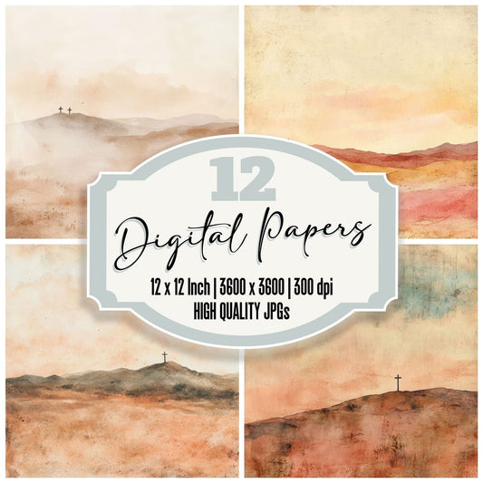 Desert Cross Script Digital Paper Pack (DDD001447)