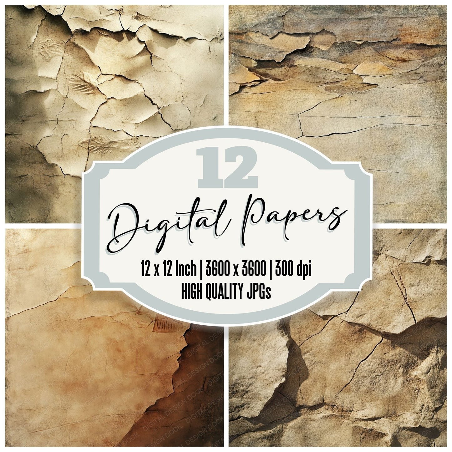 Desert Fossils Sandstone Background Digital Paper Pack (DDD001450)