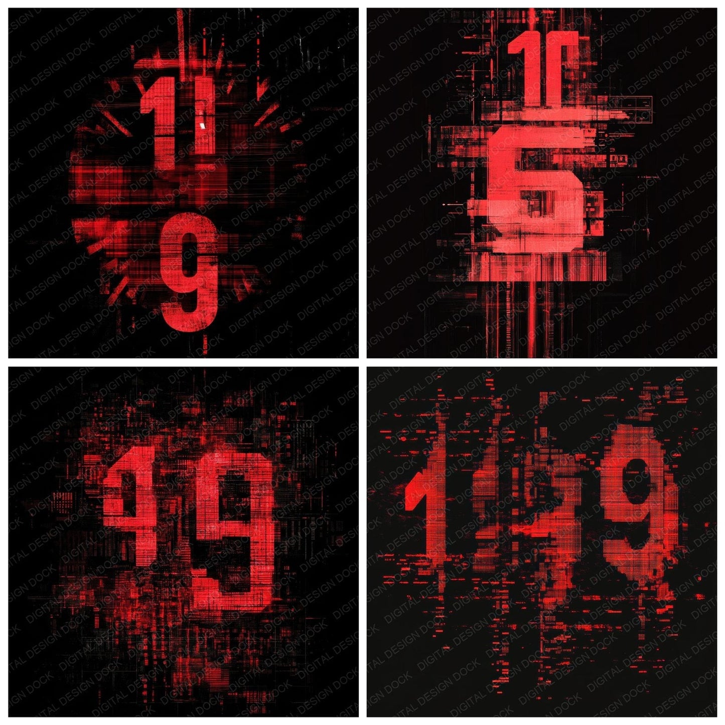 Digital Clock Glitch Background Digital Paper Pack (DDD001462)