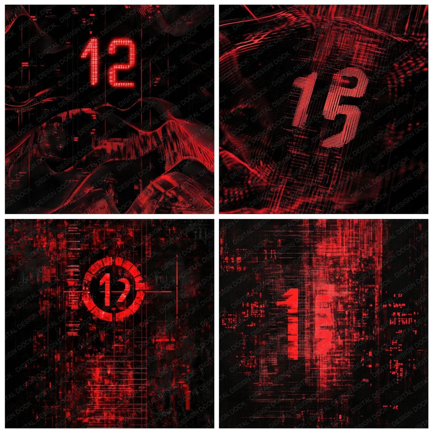 Digital Clock Glitch Background Digital Paper Pack (DDD001462)