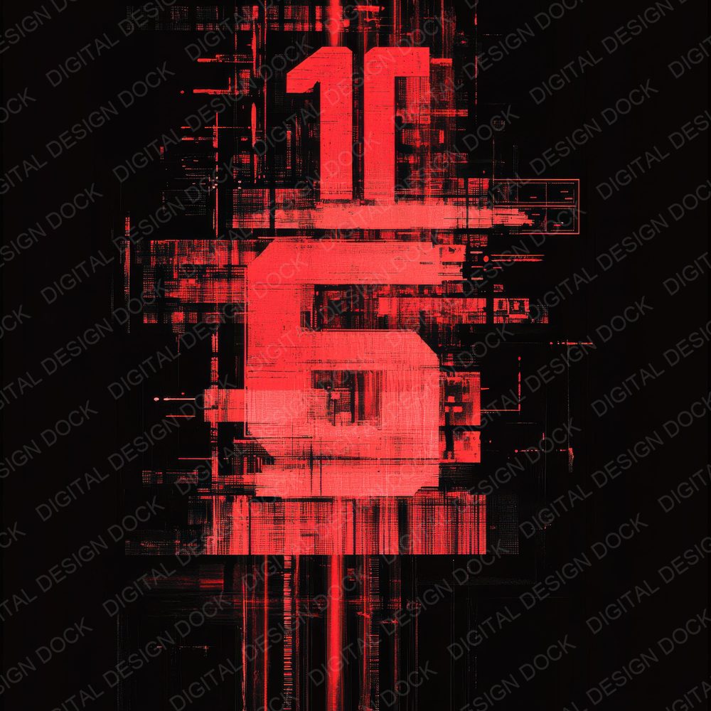 Digital Clock Glitch Background Digital Paper Pack (DDD001462)