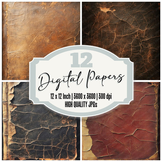 Distressed Leather Background Digital Paper Pack (DDD001469)