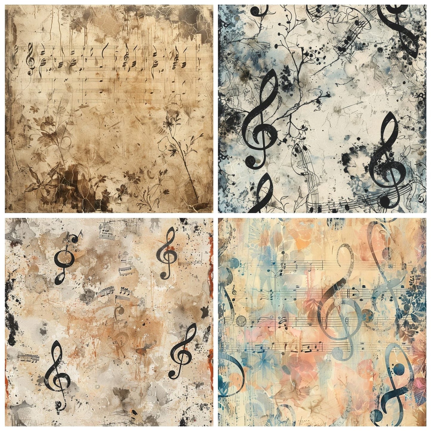 Distressed Music Sheet Notes Digital Paper Pack (DDD001470)