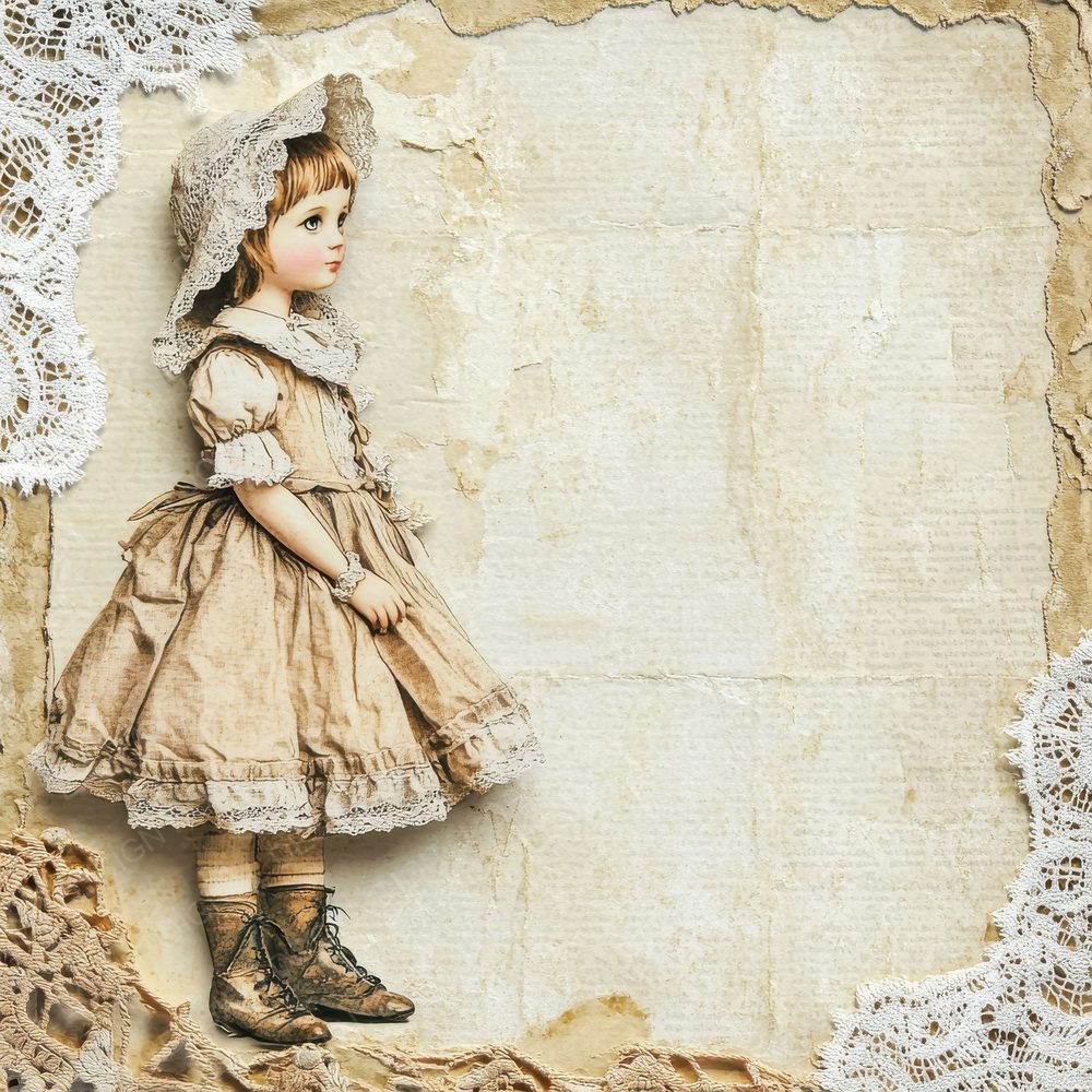 Doll Bonnet Cutout Frame Digital Paper Pack (DDD001473)