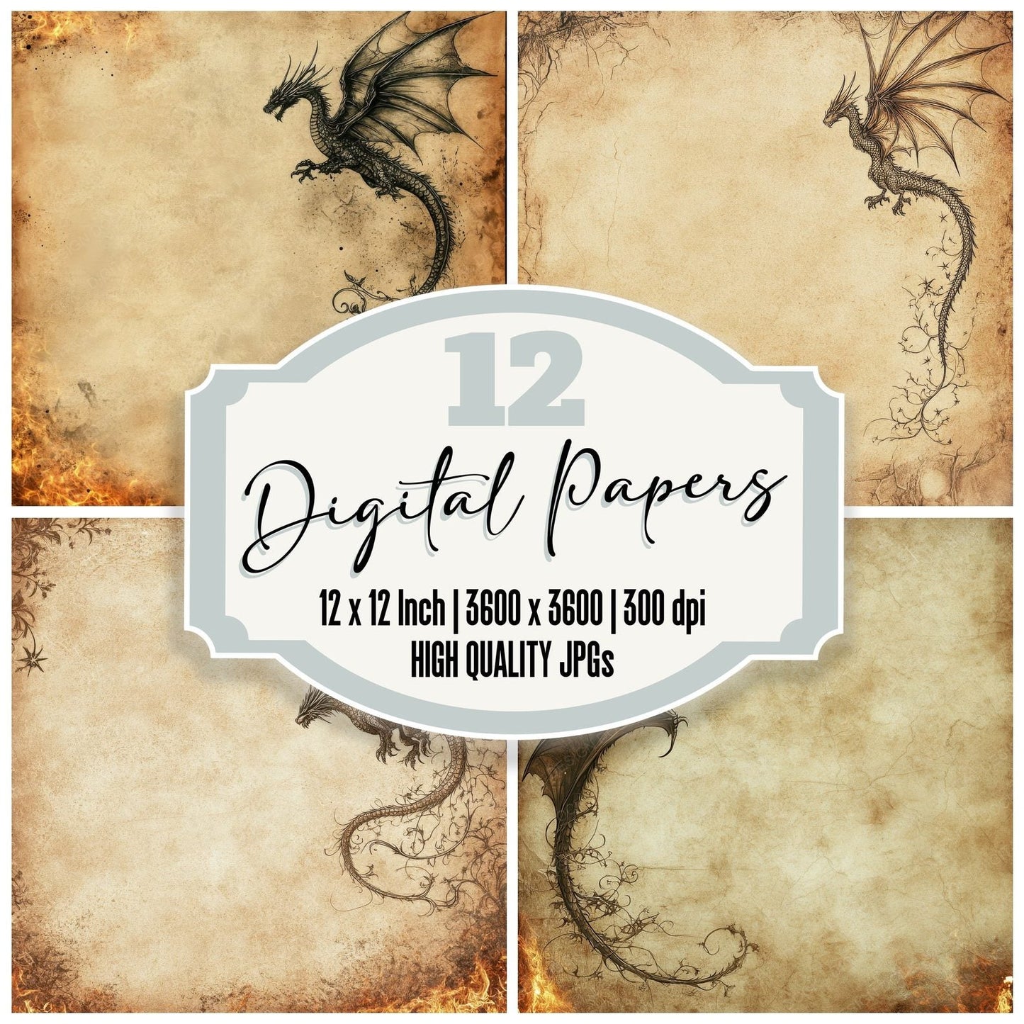 Dragon Wing Ember Scroll Digital Paper Pack (DDD001480)