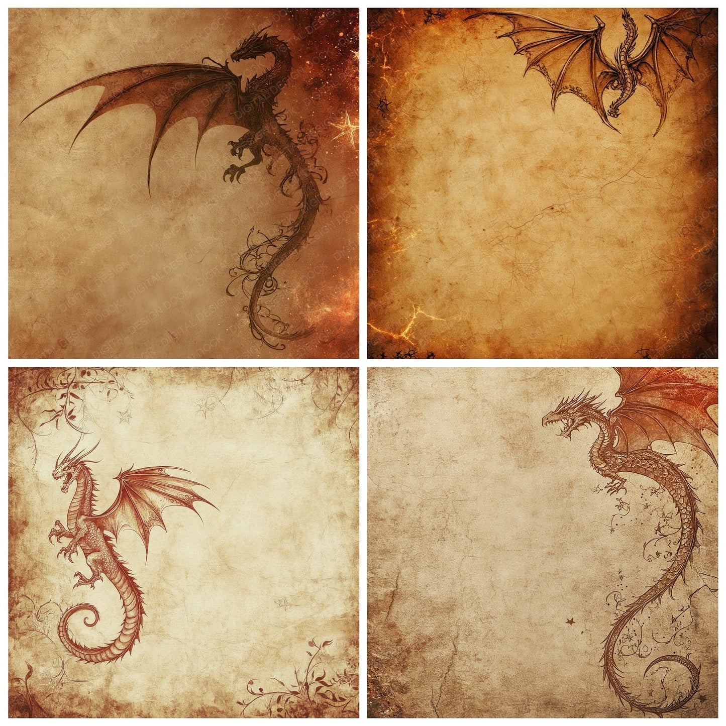 Dragon Wing Ember Scroll Digital Paper Pack (DDD001480)