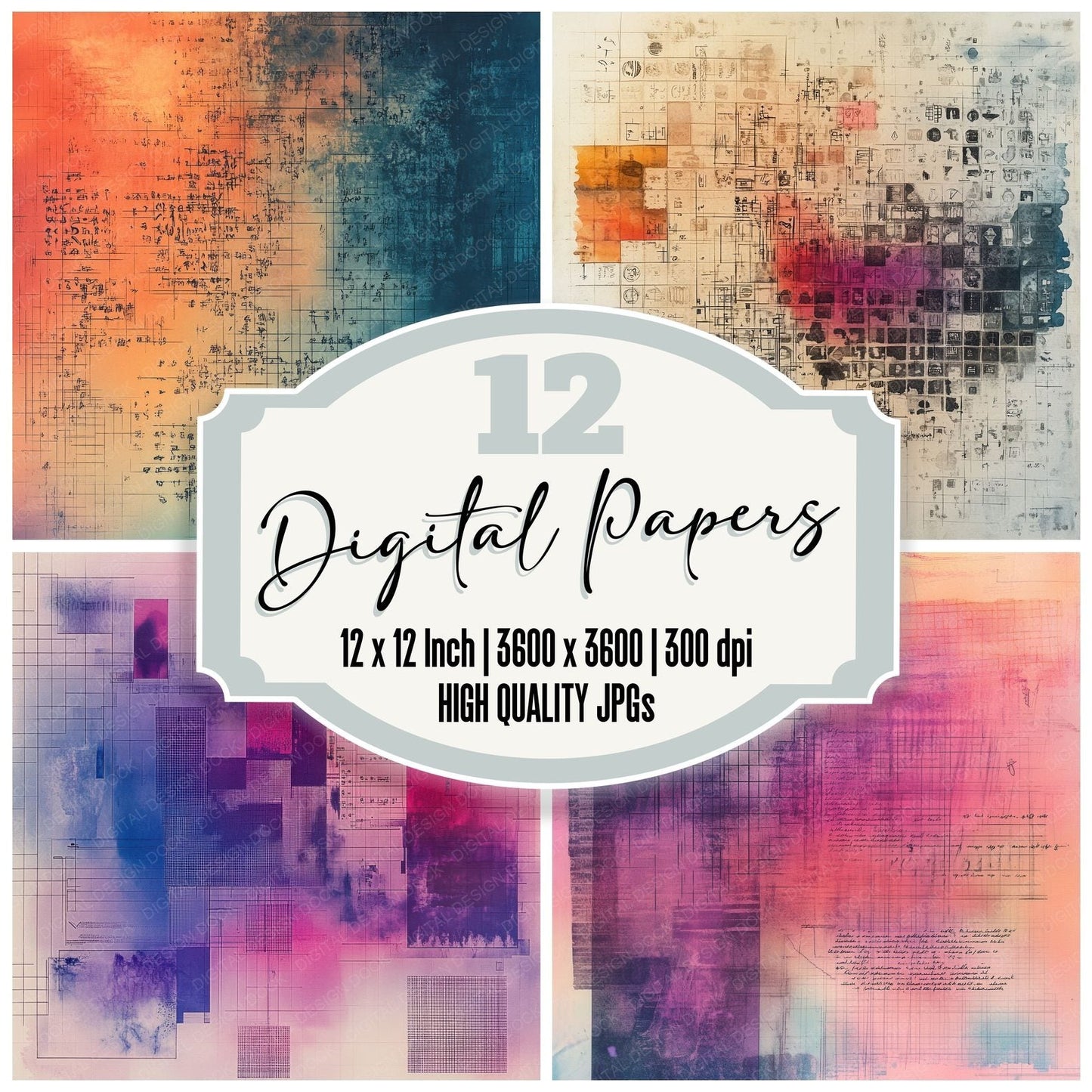 Dream Glyph Syntax Digital Paper Pack (DDD001487)