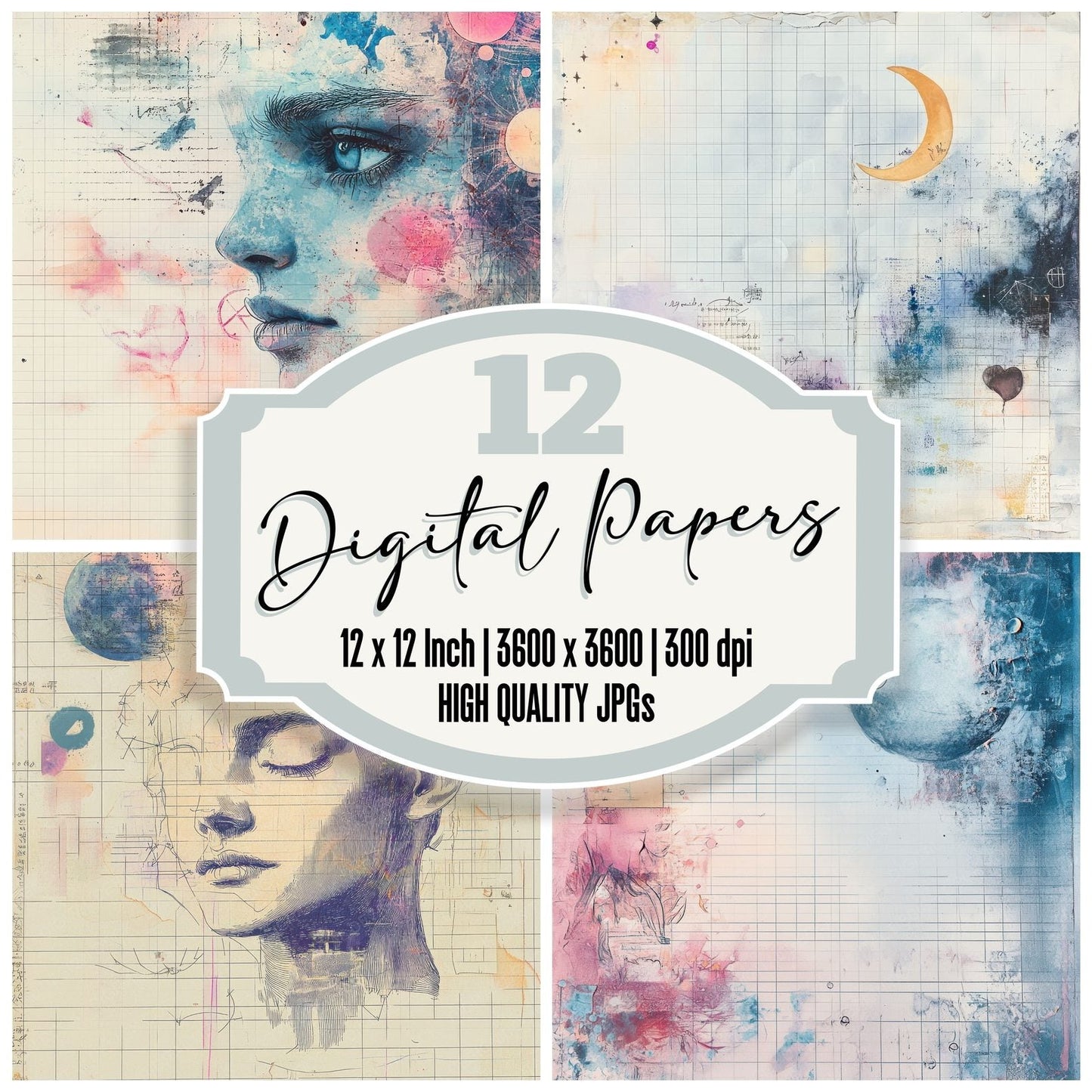 Dream Grid Icons Digital Paper Pack (DDD001488)